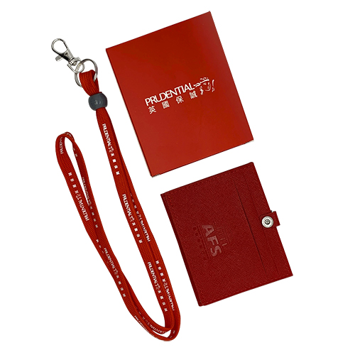 Badge holder with leather lanyard -Prudential